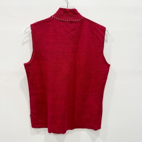 Woolrich Christmas Holiday Wool Vest Knit Red Full Zip Large - Picture 2 of 7